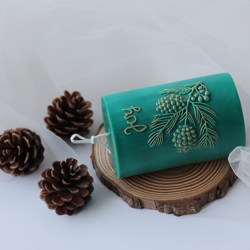 Christmas Joy Cylindrical Pine Cone Candle Mould
