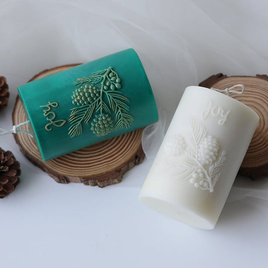 Christmas Joy Cylindrical Pine Cone Candle Mould