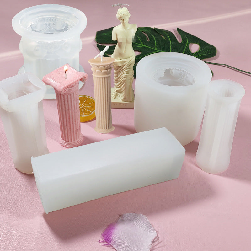Retro Roman Column Candle Silicone Mould
