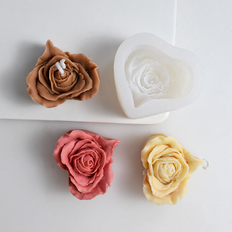 Rose Love Heart Silicone Candle Mould