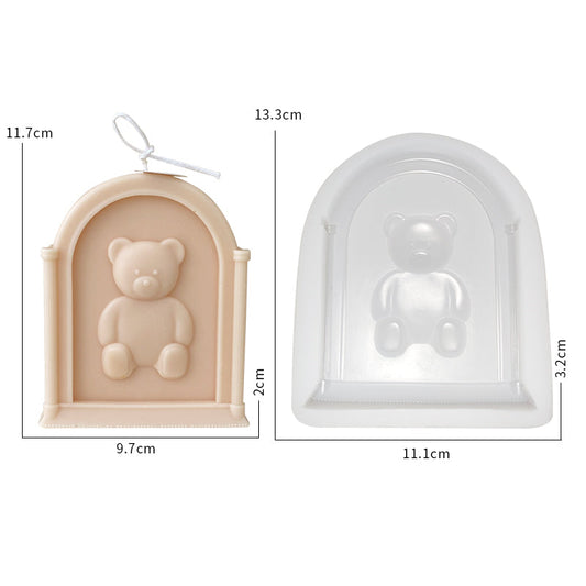 Arch Teddy Bear Photo Frame Scented Candle Silicone Mould