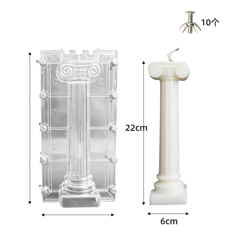 Transparent Roman Column Candle Mould