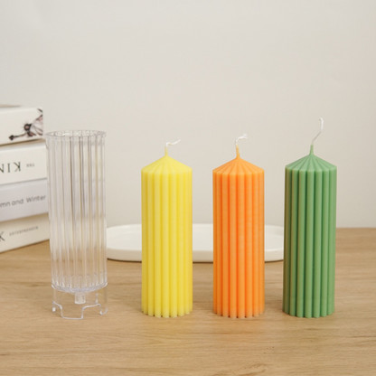 Striped Cylindrical Acrylic Candle Mould