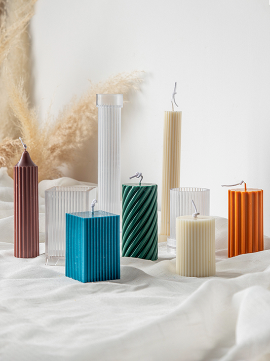 Stripe Pattern Pillar Candle Moulds