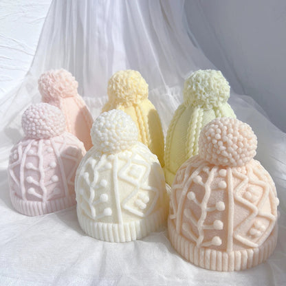 Christmas Winter knitted Hat Silicone Candle Mould