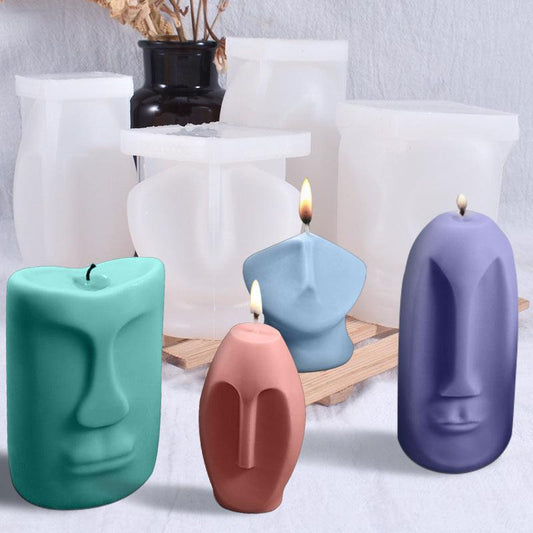 Abstract Human Face Silicone Candle Mould Candles Moulds