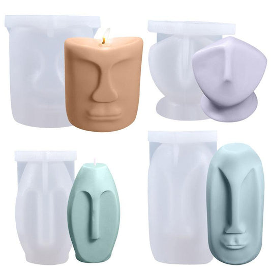 Abstract Human Face Silicone Candle Mould Candles Moulds