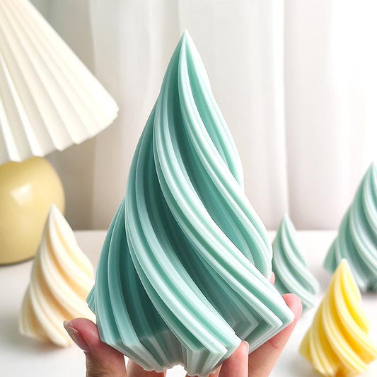 Cone Candle Mould DIY Christmas Tree Geometric Striped Aromatherapy Candle Mould Décor Gift Candles Moulds