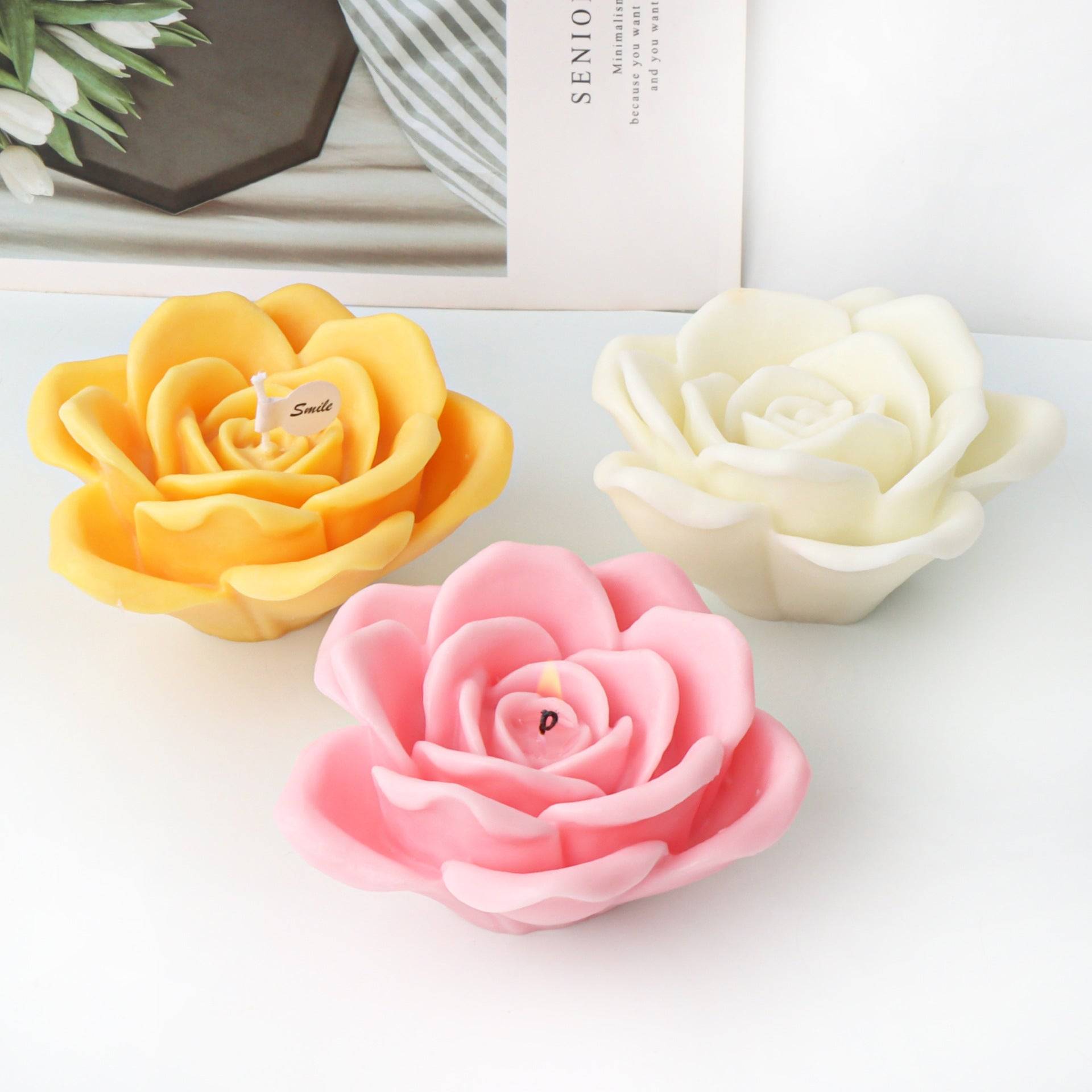 Craft Peony Flower Candles - Aromatherapy Candle Silicone Mould Candles Moulds
