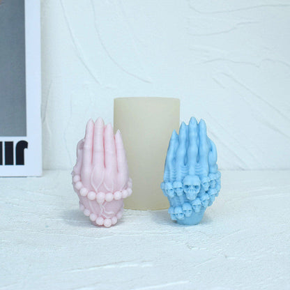Craft Spooky 3D Skull Beads with Gesture Prayer Hand Mould Candles Moulds