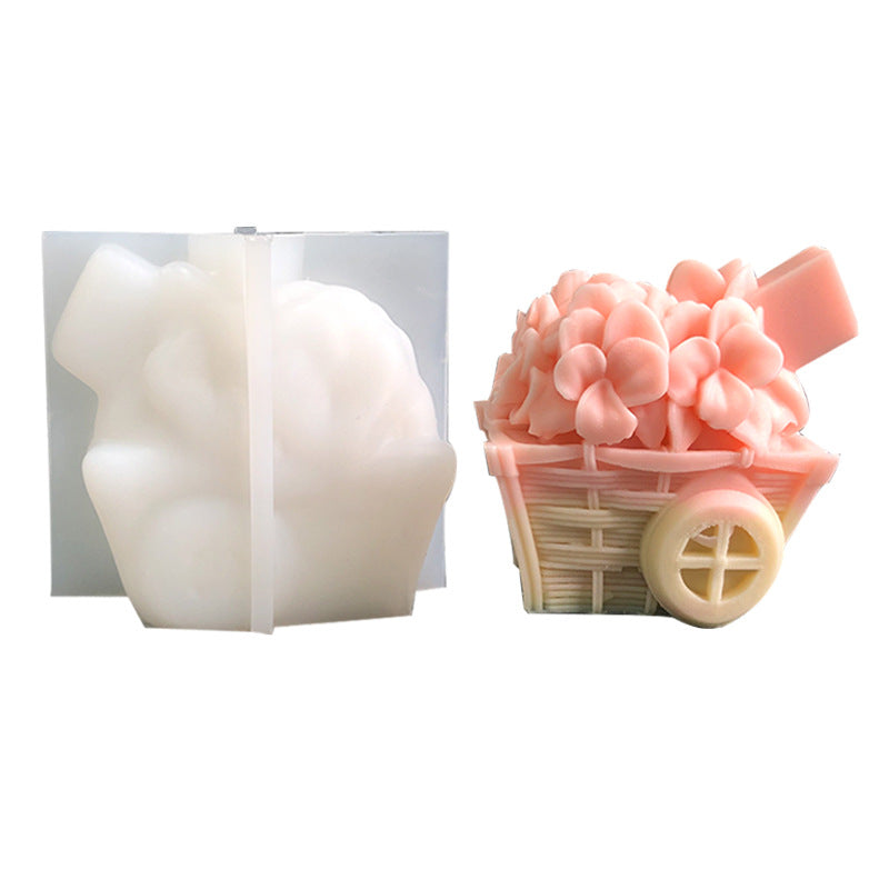 Create Exquisite Aromatherapy Candles with our 3D Flower Cart Silicone Mould Candles Moulds