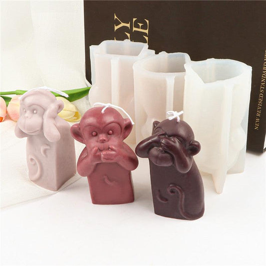 Creative Silicone Animal Shy Monkey Candle Mould Candles Moulds