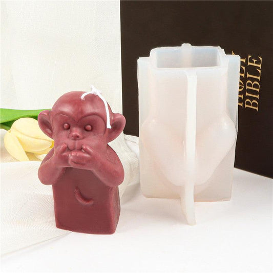Creative Silicone Animal Shy Monkey Candle Mould Candles Moulds
