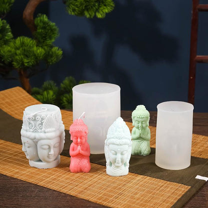 Creative Three-dimensional Buddha Statue Silicone Mould Candles Moulds