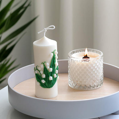 Cylinder Flower Carving Scented Candle Mould - Lily of the Valley Candles Moulds