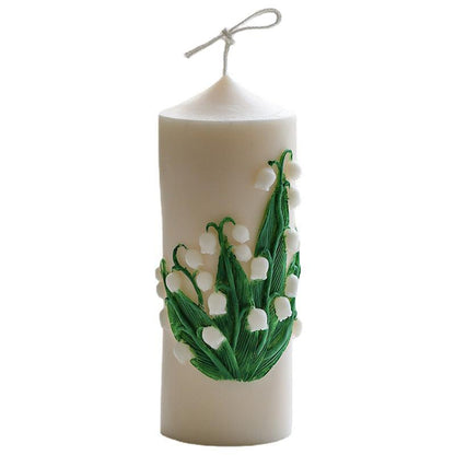 Cylinder Flower Carving Scented Candle Mould - Lily of the Valley Candles Moulds
