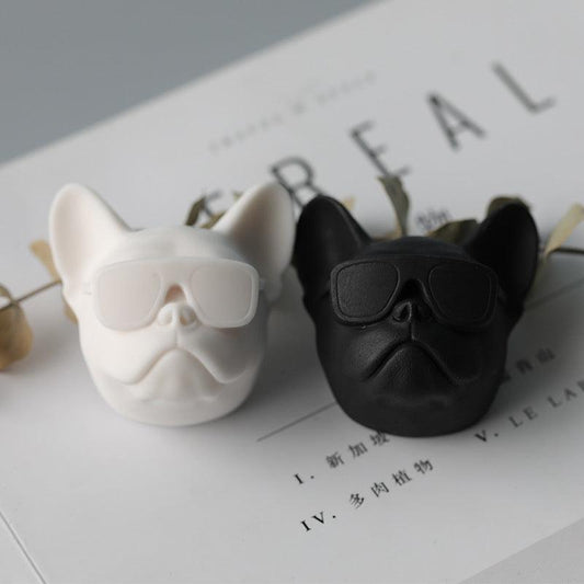 Dog wearing glasses Candle Mould Bulldog silicone candle Mould Candles Moulds