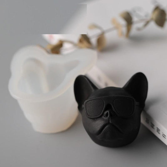 Dog wearing glasses Candle Mould Bulldog silicone candle Mould Candles Moulds