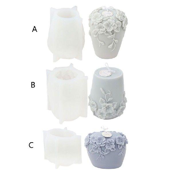 Floral Cylinder Silicone Candle Moulds Candles Moulds