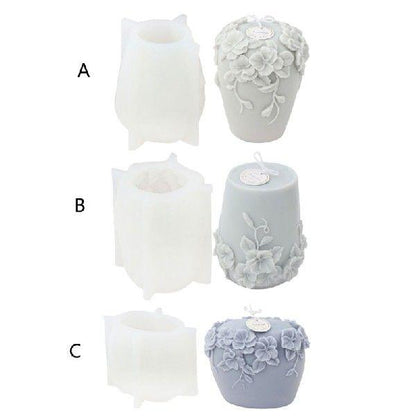 Floral Cylinder Silicone Candle Moulds Candles Moulds