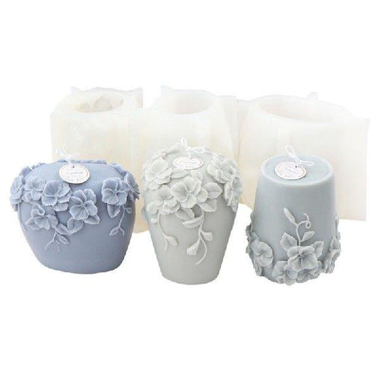 Floral Cylinder Silicone Candle Moulds Candles Moulds
