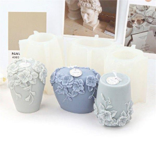 Floral Cylinder Silicone Candle Moulds Candles Moulds