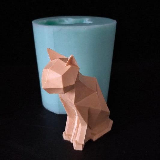 Geometric Cat silicone Candle Mould Candles Moulds