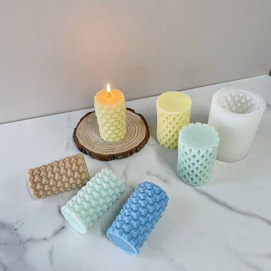 Geometric Cylindrical Diamond hole and Honeycomb Silicone Candle Mould Candles Moulds