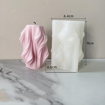Geometric Irregular Wave Pattern Rotating Scented Candle Silicone Mould Candles Moulds