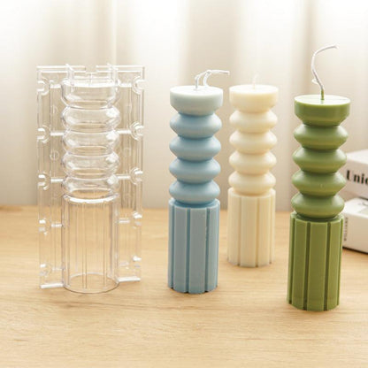 Geometric Stripe Cylindrical Candle Mould Plastic Candles Moulds