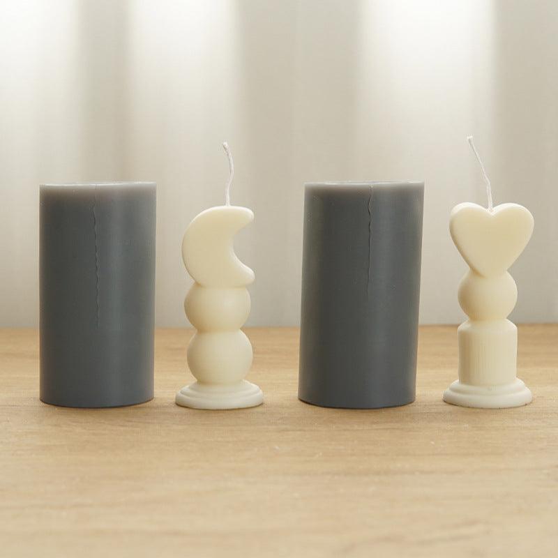 Heart and Moon Pillars Aromatherapy Candle Silicone Mould Candles Moulds