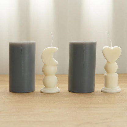 Heart and Moon Pillars Aromatherapy Candle Silicone Mould Candles Moulds