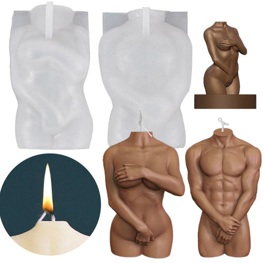 Human Half Body Silicone Mould Diy Shy Female Male Holding Hands Aroma Candles Mould Candles Moulds