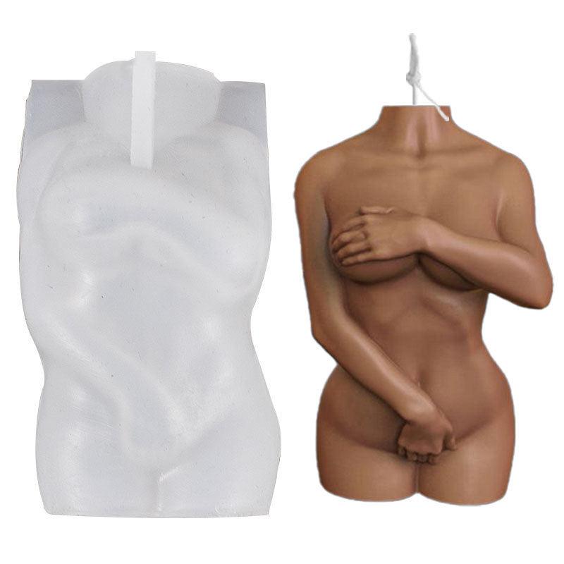 Human Half Body Silicone Mould Diy Shy Female Male Holding Hands Aroma Candles Mould Candles Moulds