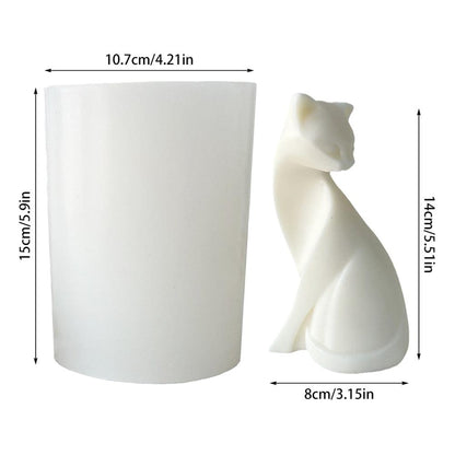 Kitten Squatting Cat Shaped Gypsum Candle Silicone Mould Home Decoration Candles Moulds