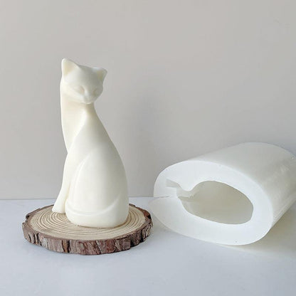 Kitten Squatting Cat Shaped Gypsum Candle Silicone Mould Home Decoration Candles Moulds