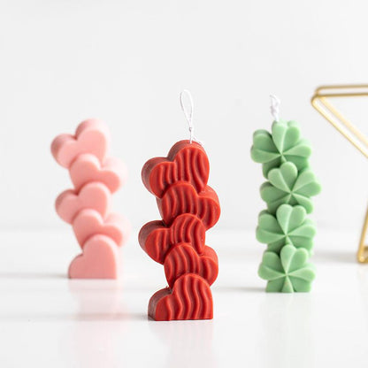 Love Heart Silicone Candle Mould & Four Leaf Clover Silicone Candle Mould Candles Moulds