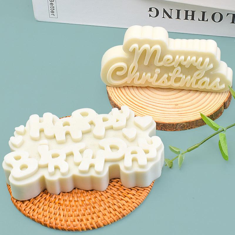 Merry Christmas & Happy Birthday Silicone Candle Mould Aromatherapy Candles Moulds