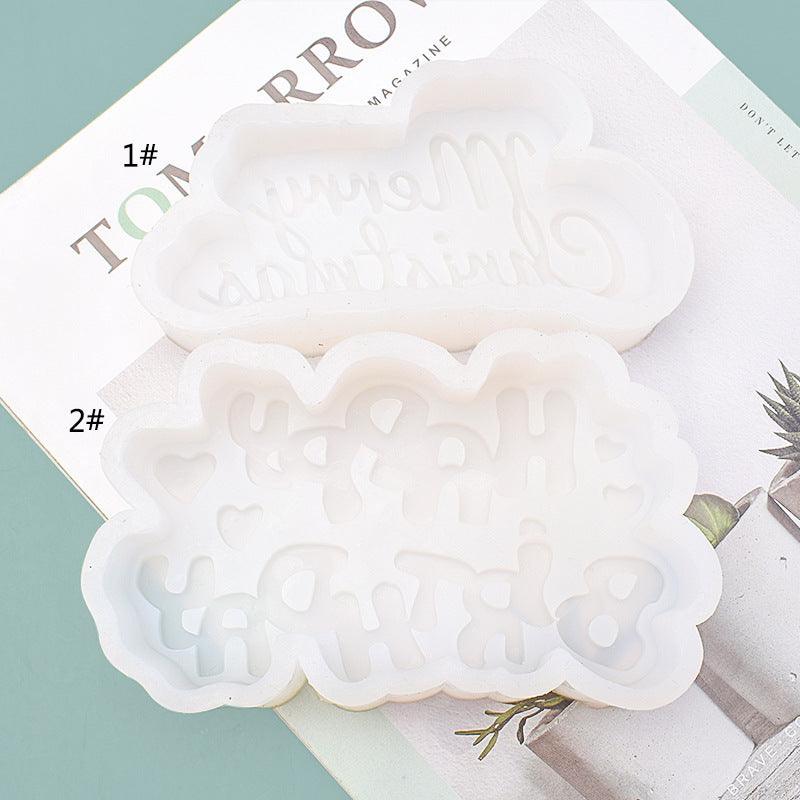 Merry Christmas & Happy Birthday Silicone Candle Mould Aromatherapy Candles Moulds