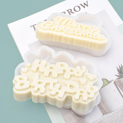 Merry Christmas & Happy Birthday Silicone Candle Mould Aromatherapy Candles Moulds