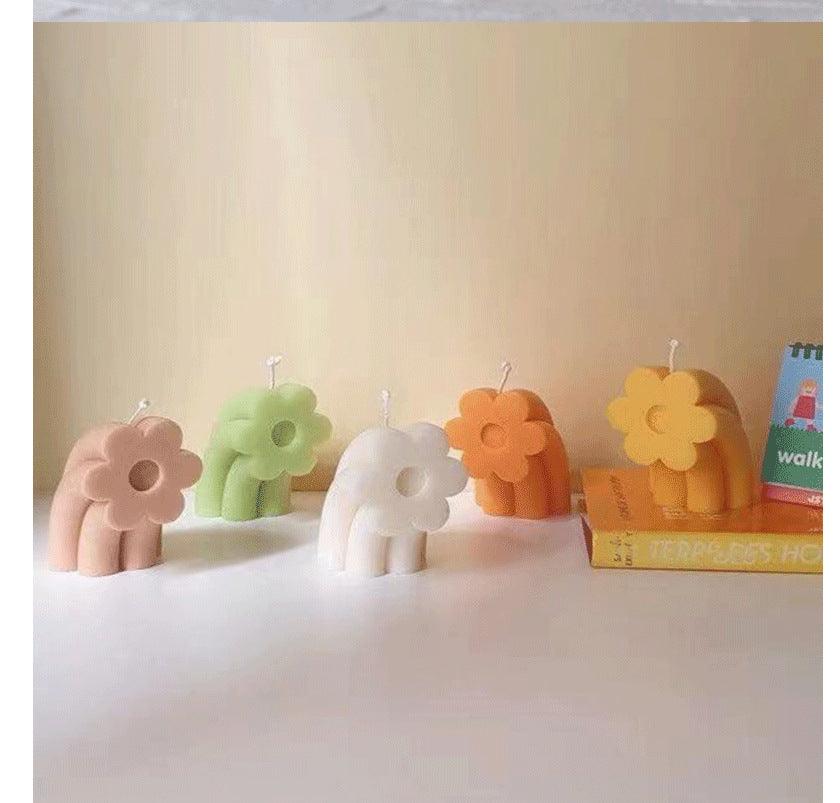 Rainbow Flower Heart Bear Scented Candle Silicone Mould Candles Moulds