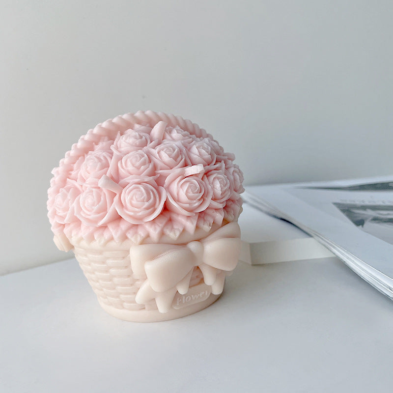 Roses Basket Silicone Candle Mould DIY Candles Moulds