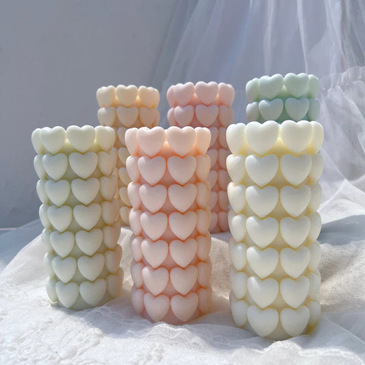 Heart Pillar Silicone Candle Mould: Wedding & Anniversary Gift