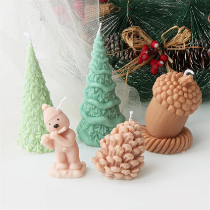 3D Christmas Tree Pinecone Candle Silicone Mould