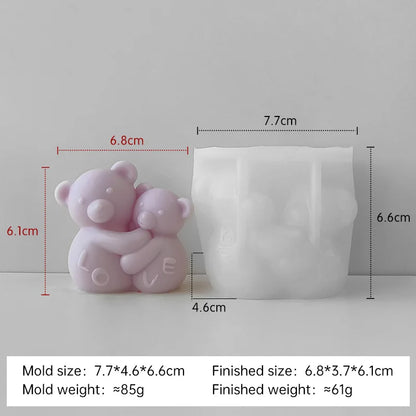 3D Love Bear Aroma Candle Silicone Mould
