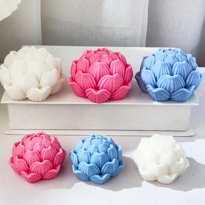 Lotus Flower with Buds Candle Silicone Mould