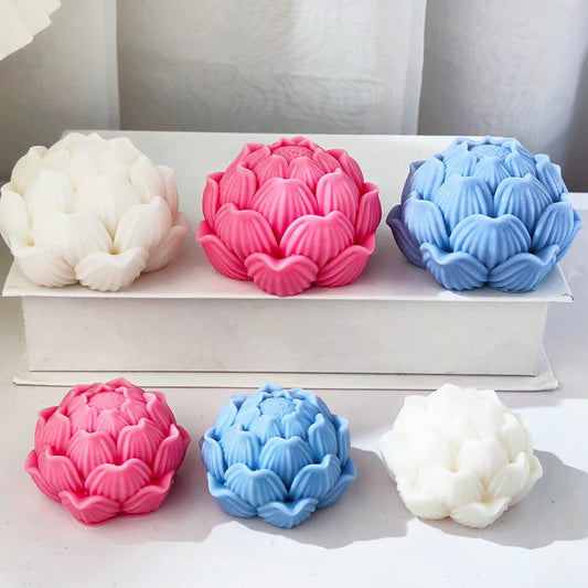 Lotus Flower with Buds Candle Silicone Mould