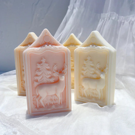 Reindeer Christmas Ornaments Silicone Candle Mould