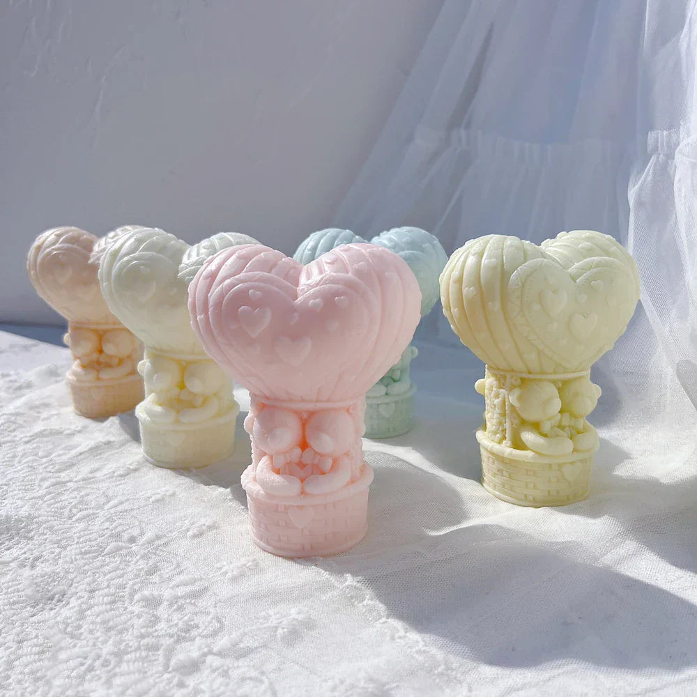 Teddy Bear in Heart Balloon Candle Mould