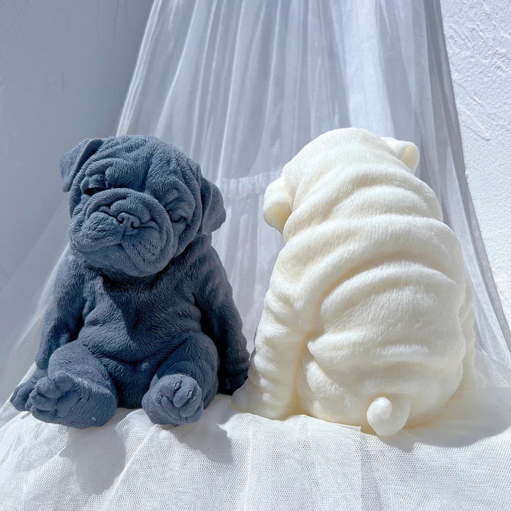 Sitting Sleeping Bulldog Puppy Candle Mould